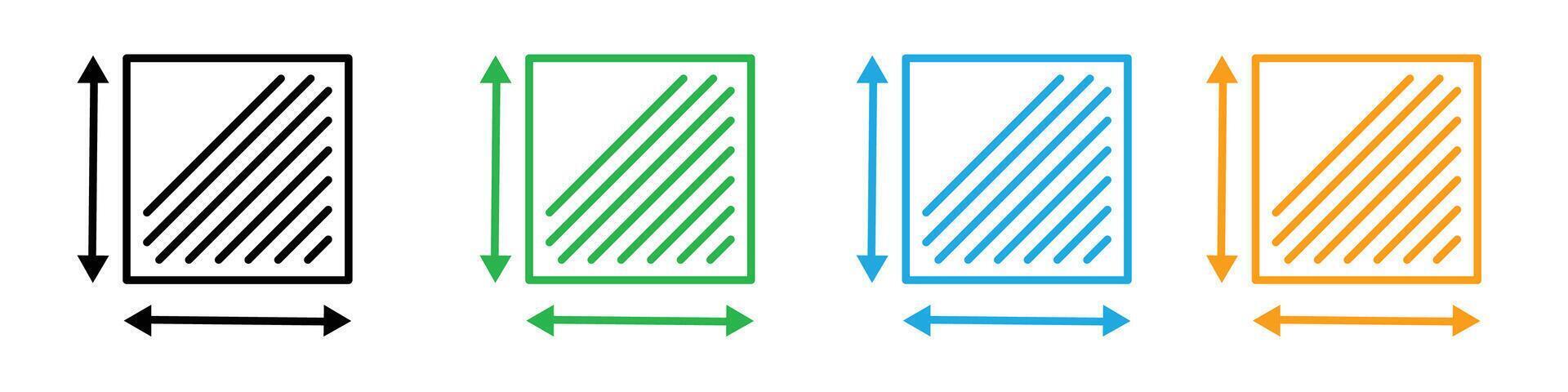 Area and dimension icon logo set vector