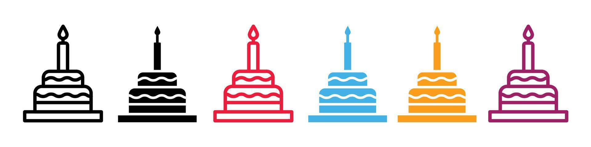 Festive Birthday Cake and Candle Icon for Celebratory Events vector