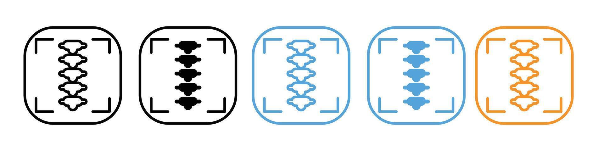 Icon for body spine diagnostic imaging showing x-ray scanning for back issues vector
