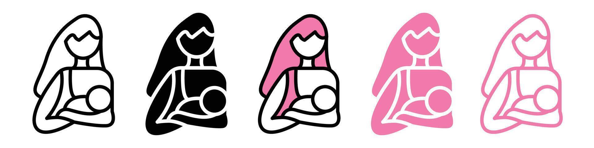 Mother Nursing Newborn Baby Icon for Breastfeeding and Maternal Care vector