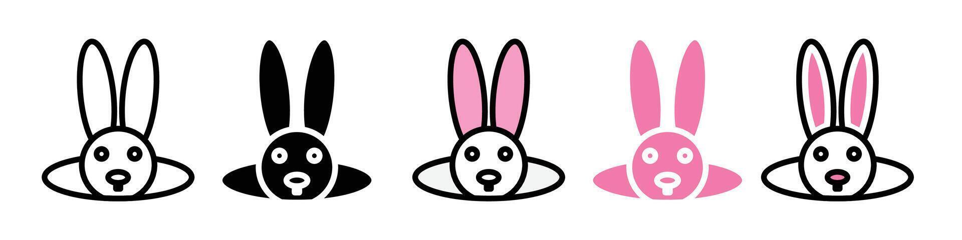 Cute Rabbit Peeking from Hole Icon for Happy Easter Celebrations vector