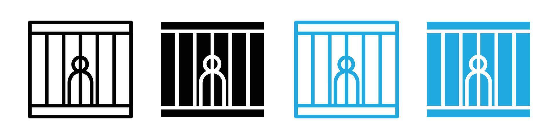 Criminal behind bars icon highlighting law enforcement and imprisonment, suitable for security, legal, and crime prevention designs vector