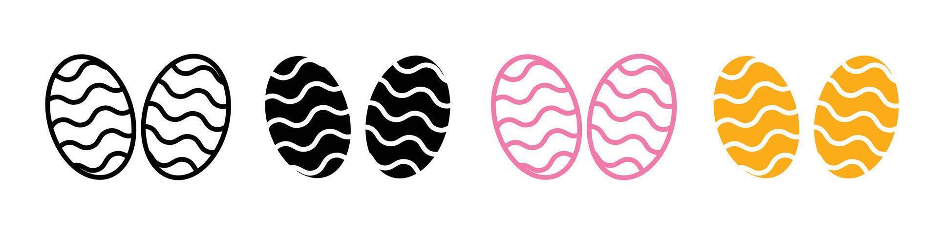 Basket Full of Easter Eggs Icon with Decorative Art and Striped Patterns vector
