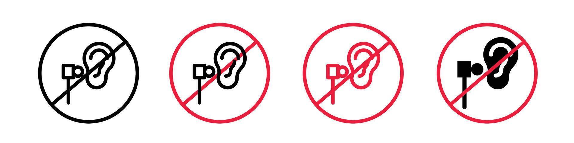 No Earbud Use Icon for Sound and Wireless Audio Device Usage Warning vector