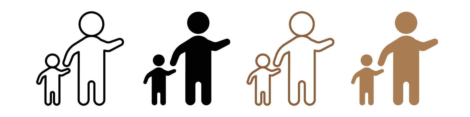 Father and Son Bonding Icon Set for Fathers Day Celebrations and Childhood Memories vector