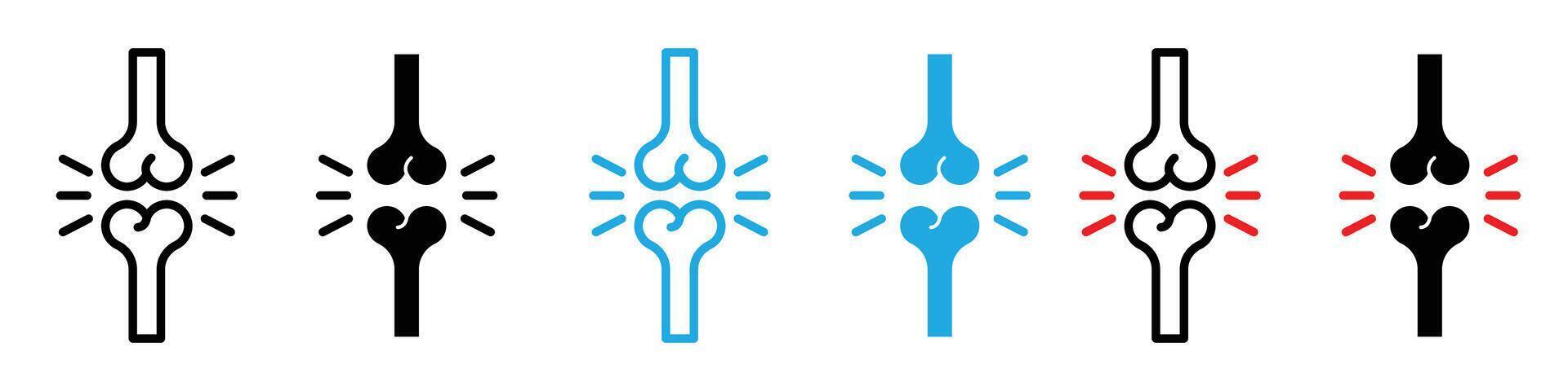 Human knee bone joint icon logo set vector