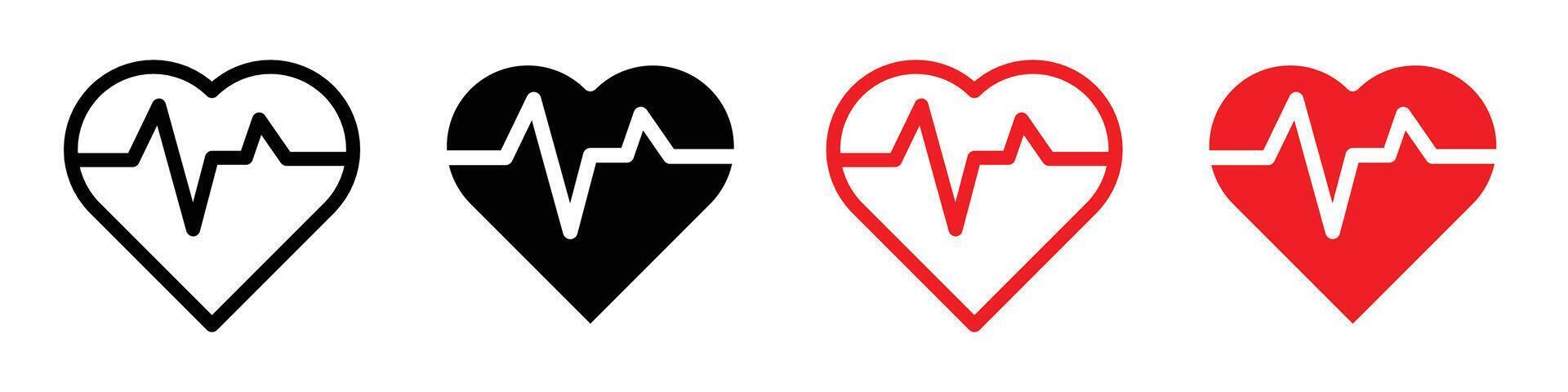 Heart rate pulse icon logo set vector