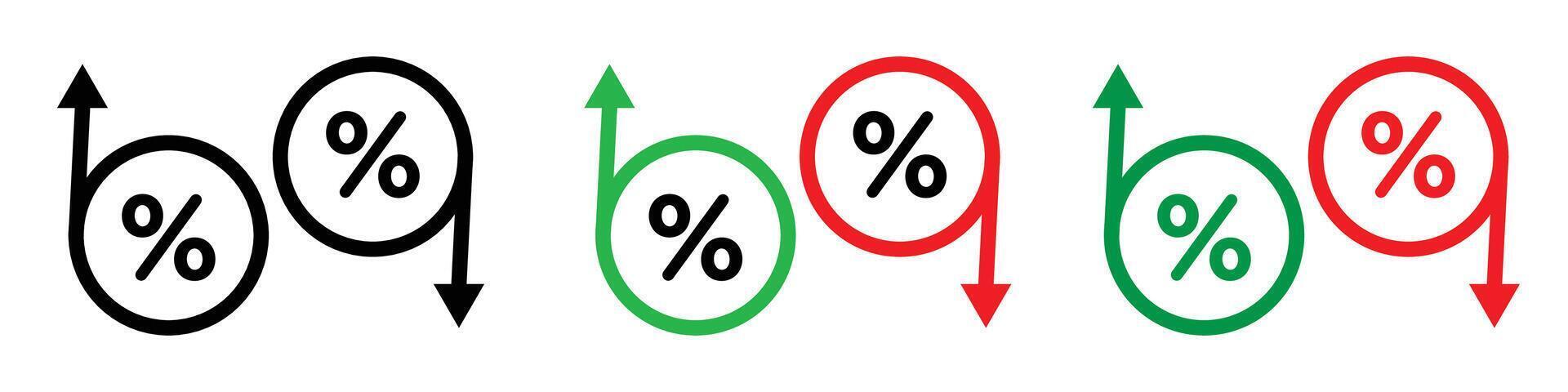 High and Low Percent arrow icon logo set vector