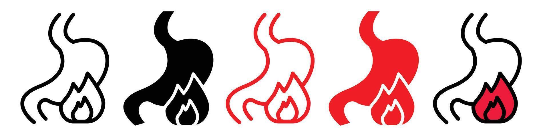 Acid Reflux and Heartburn Symptom Icon for Gastrointestinal Health vector