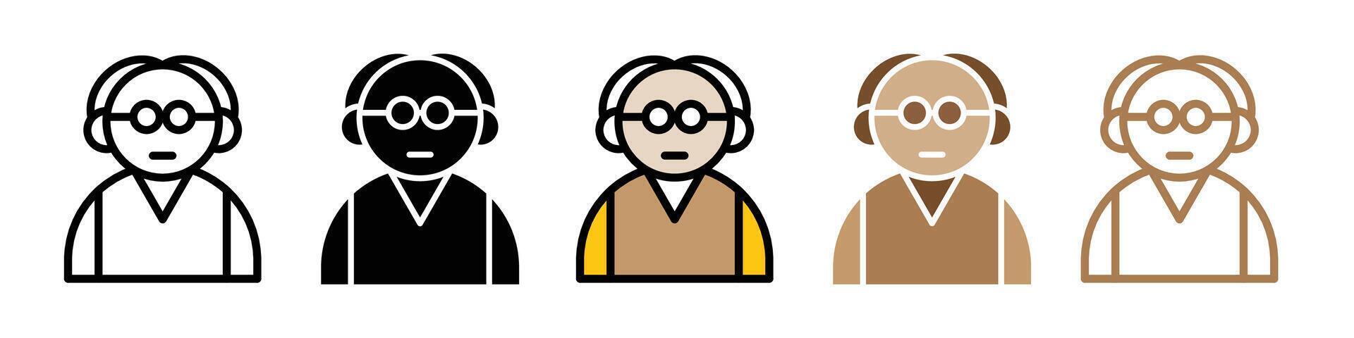 Grandfather Icon Set with Elderly Senior Citizen Faces for Retirement and Family vector