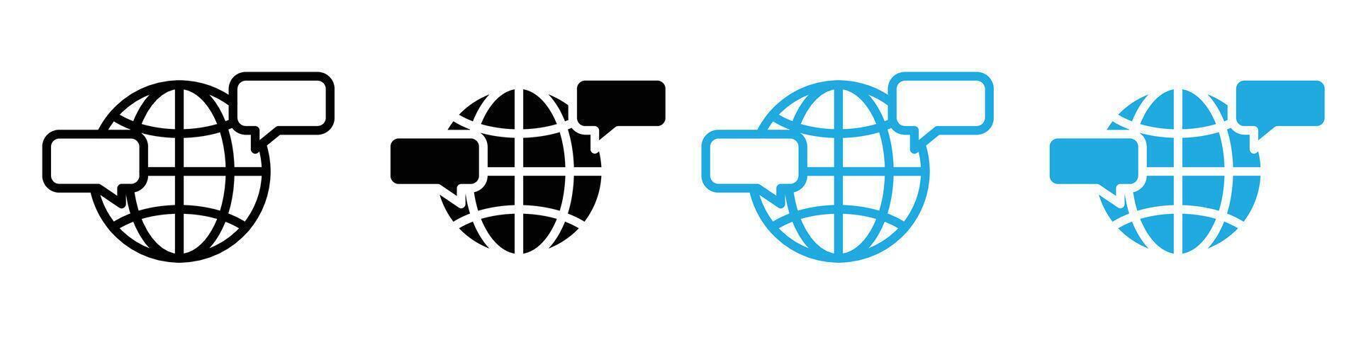 Global dialog icon representing international cooperation and communication, perfect for global business, diplomacy, and cultural exchange vector