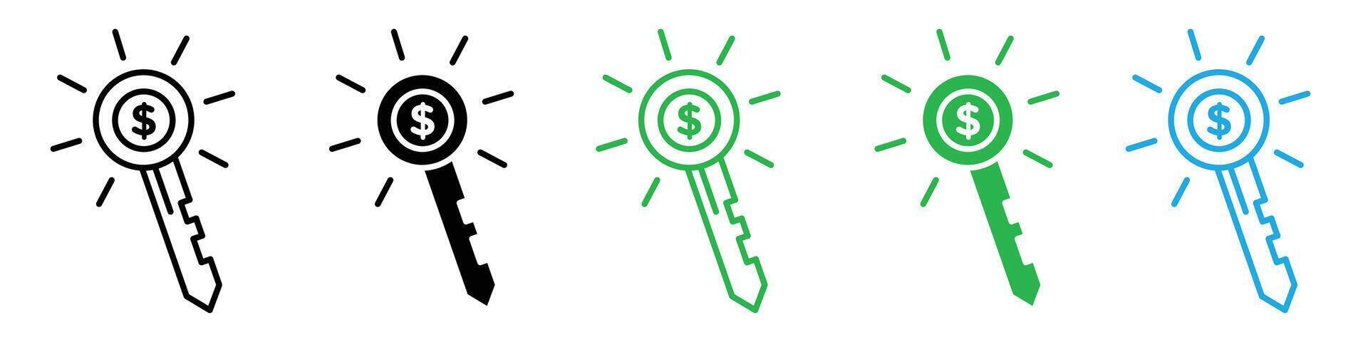Key to success icon logo set vector