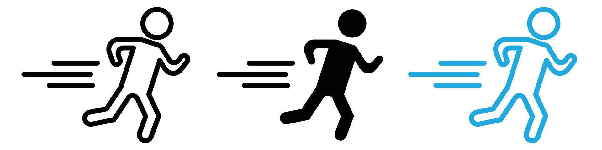 Man fast run icon logo set vector