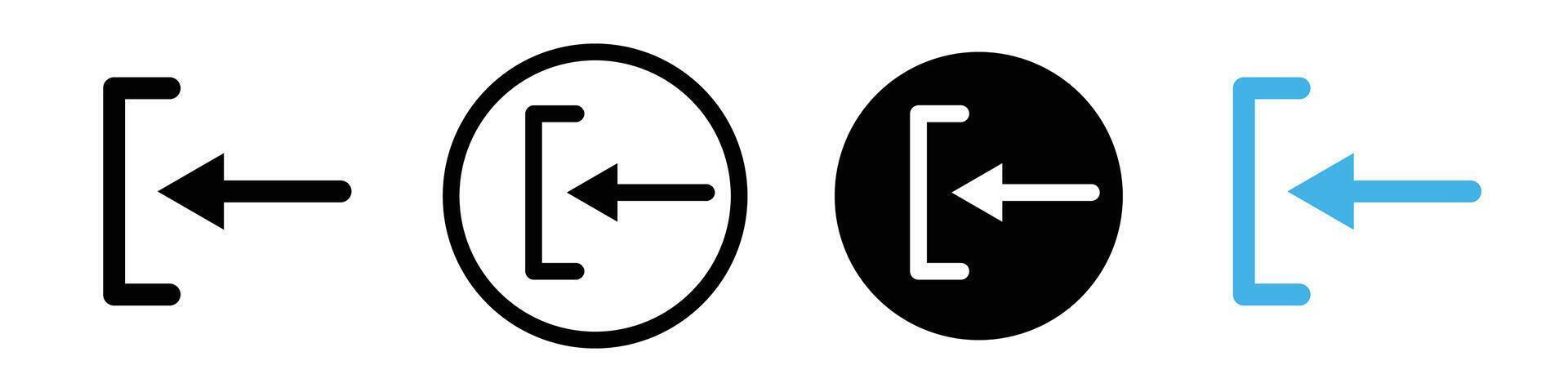 Left Arrow icon. back of input or output or entry and exit direction navigation cursor symbol. vector
