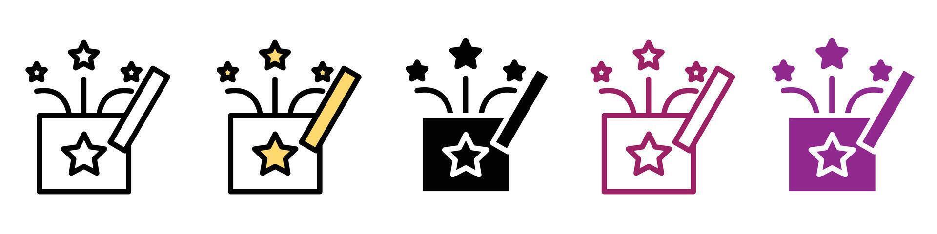 Magic Box and Mystery Package Icons with Sparkles for Birthdays and Christmas vector