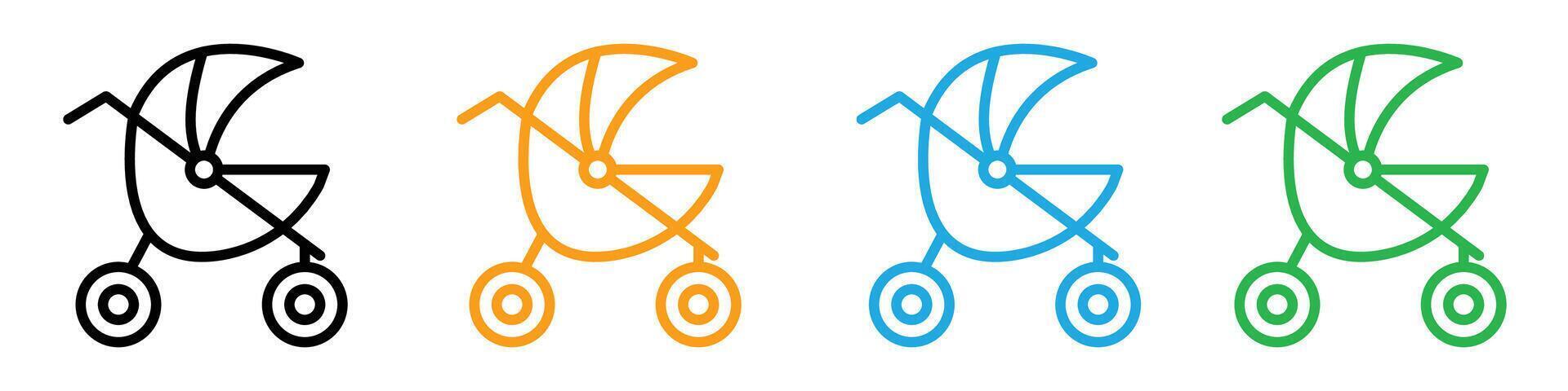 Jogging stroller icon logo set vector