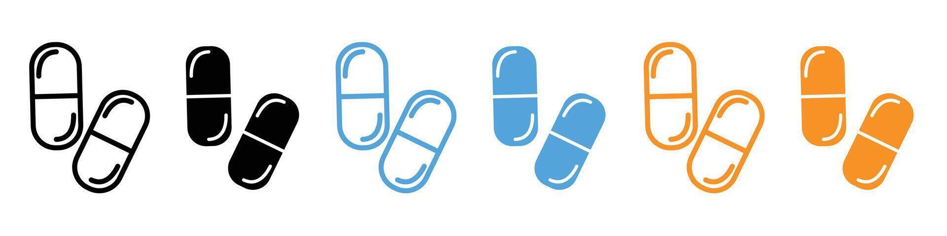 Pain relief medication icon for tablets and capsules in healthcare treatment vector