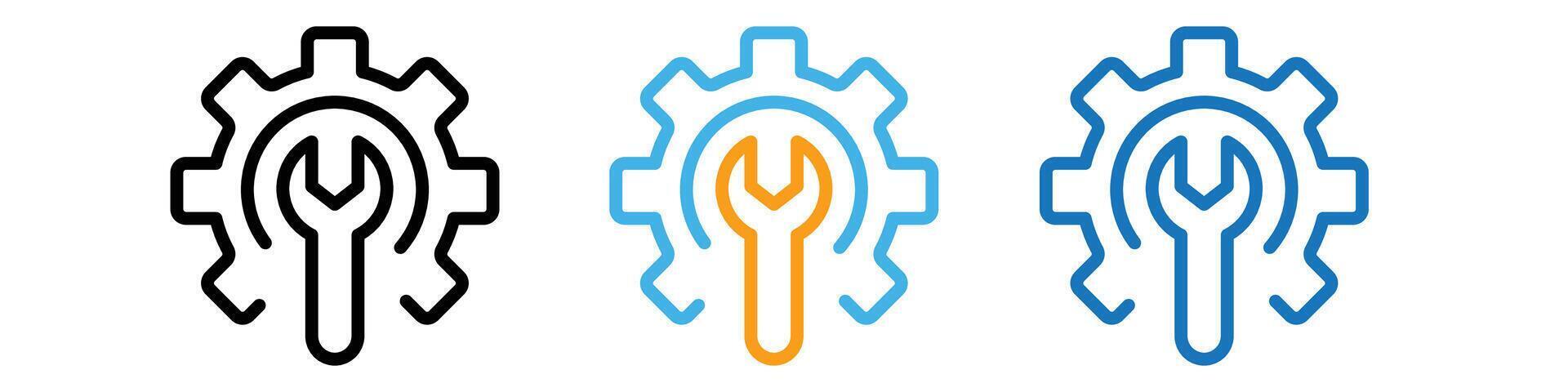 Industrial Cogwheel and Gear Settings Icons Depicting Mechanical Motion and Technical Processes in vector