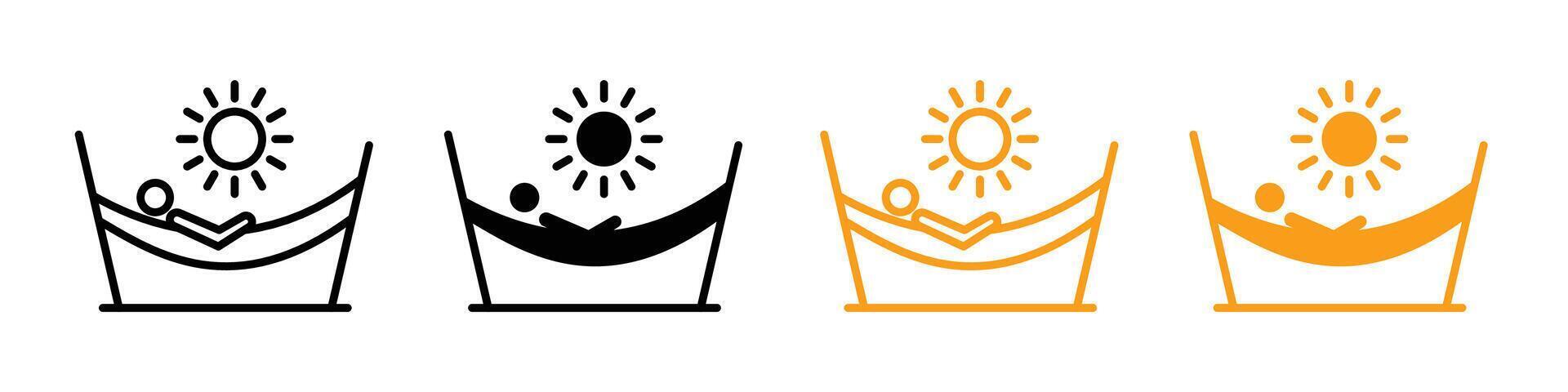 Person in hammock icon logo set vector