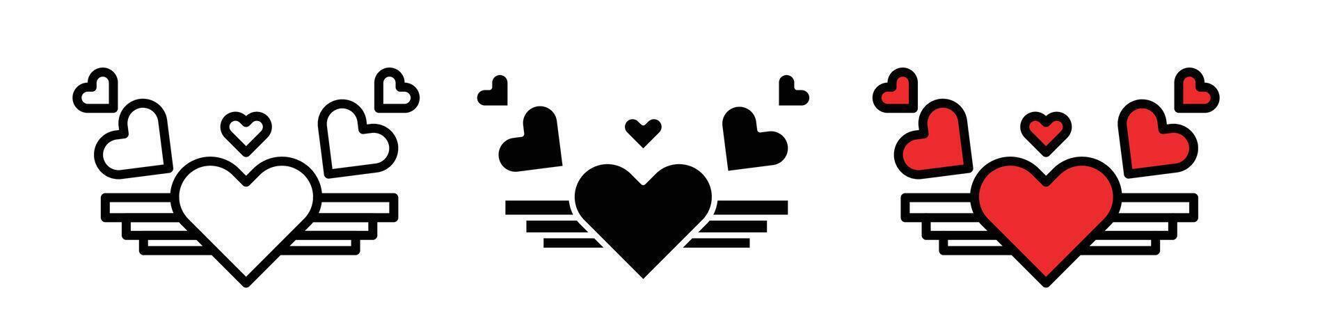 Positive emotion of love and empathy with heart icon. joy romantic feeling symbol. vector