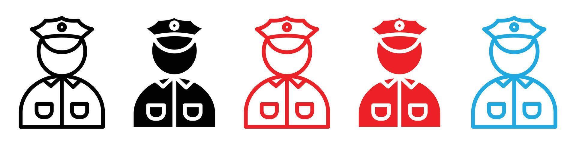 Policeman icon depicting a uniformed officer, suitable for law enforcement, public safety, and community policing vector