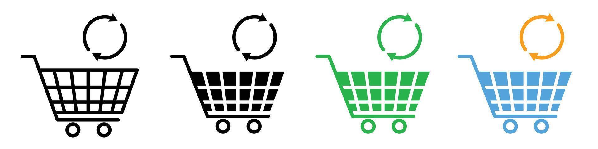 Online Consumer Sales and E-commerce Shopping Cart Icons for Website Stores vector