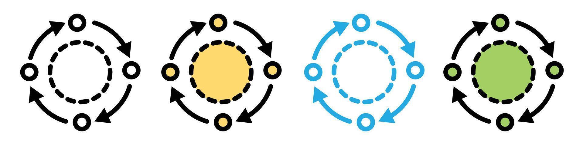 Factory Workflow Optimization Icons Depicting Sequential Processes and Efficiency vector