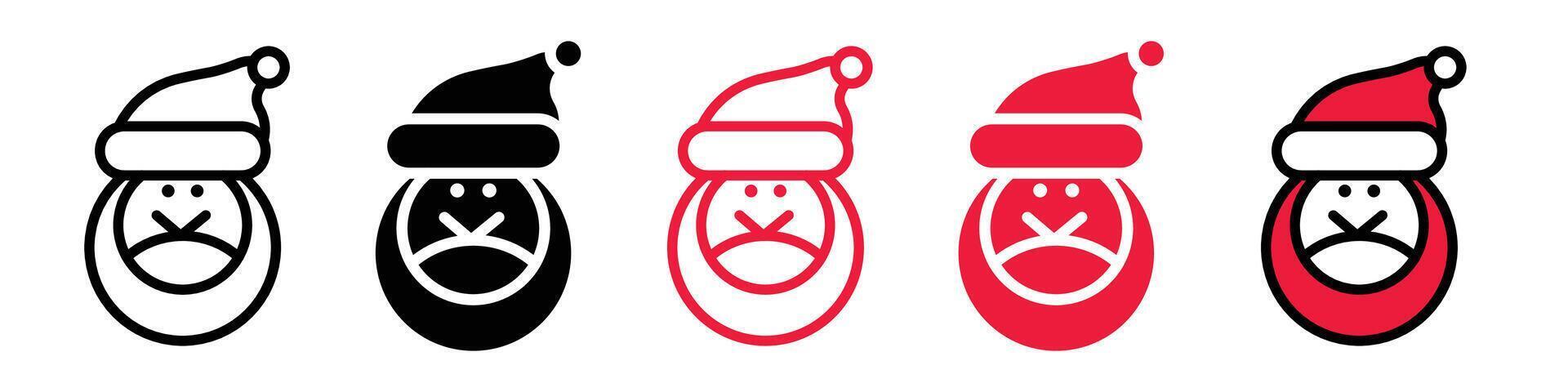 Icons of Santa Claus Face with Cap for Christmas Avatars and Decorations vector