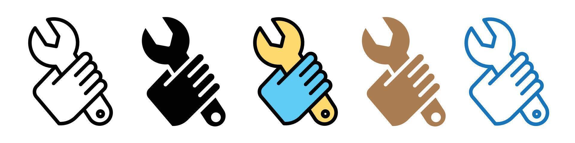 Hand Holding Spanner Icon for Mechanical and Construction Repair Work vector