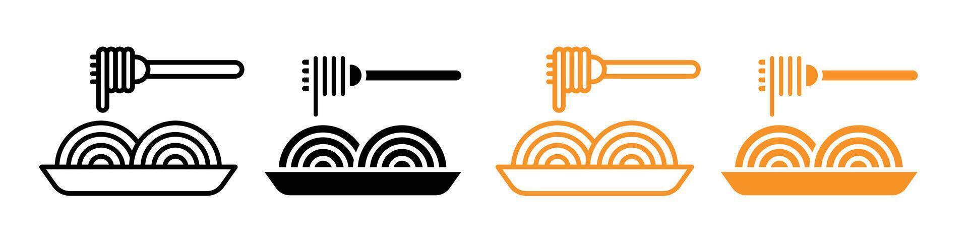 Spaghetti icon set vector
