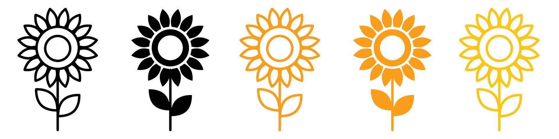 Sunflower icon logo set vector