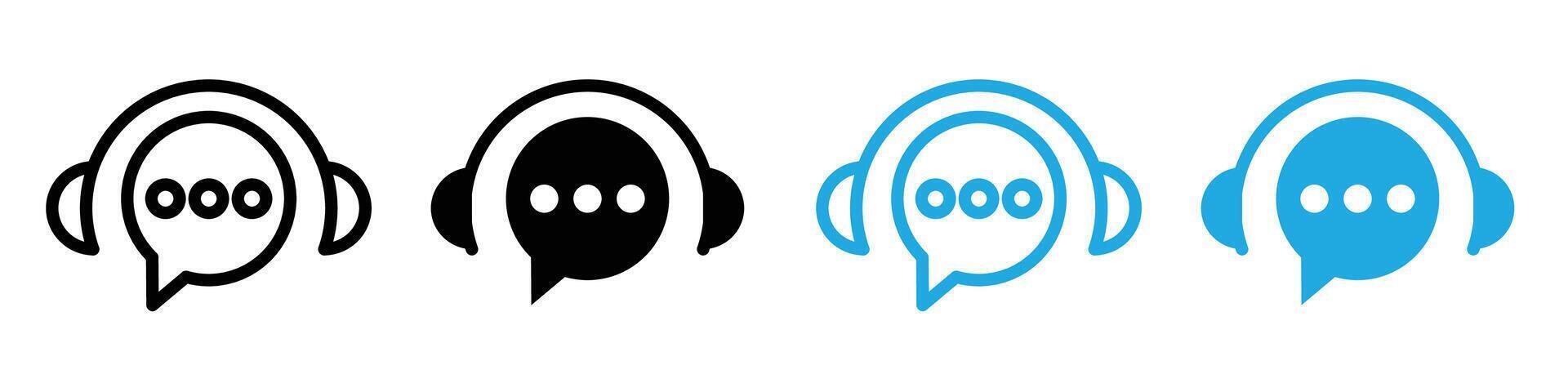Support service headset icon logo set vector