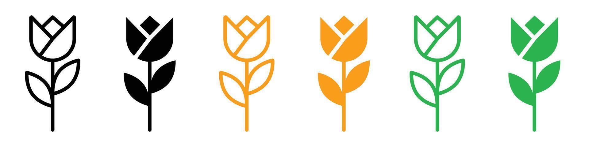 Tulip icon logo set vector