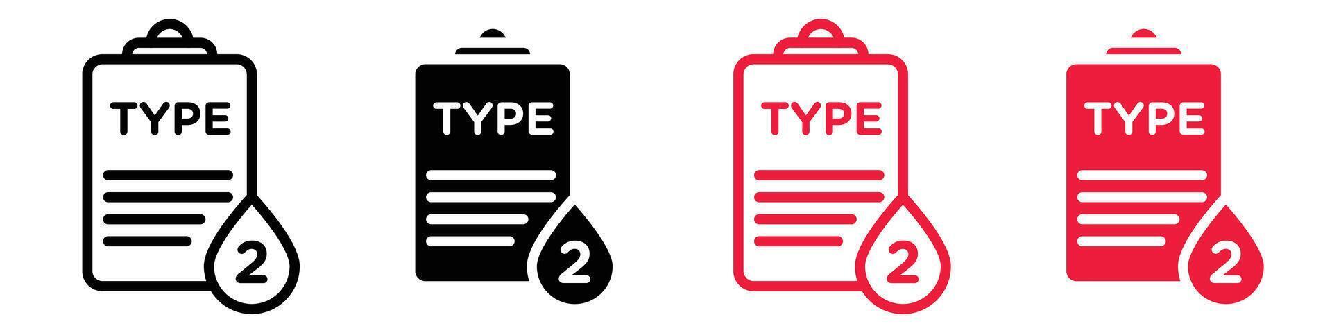 Type 2 diabetes icon logo set vector