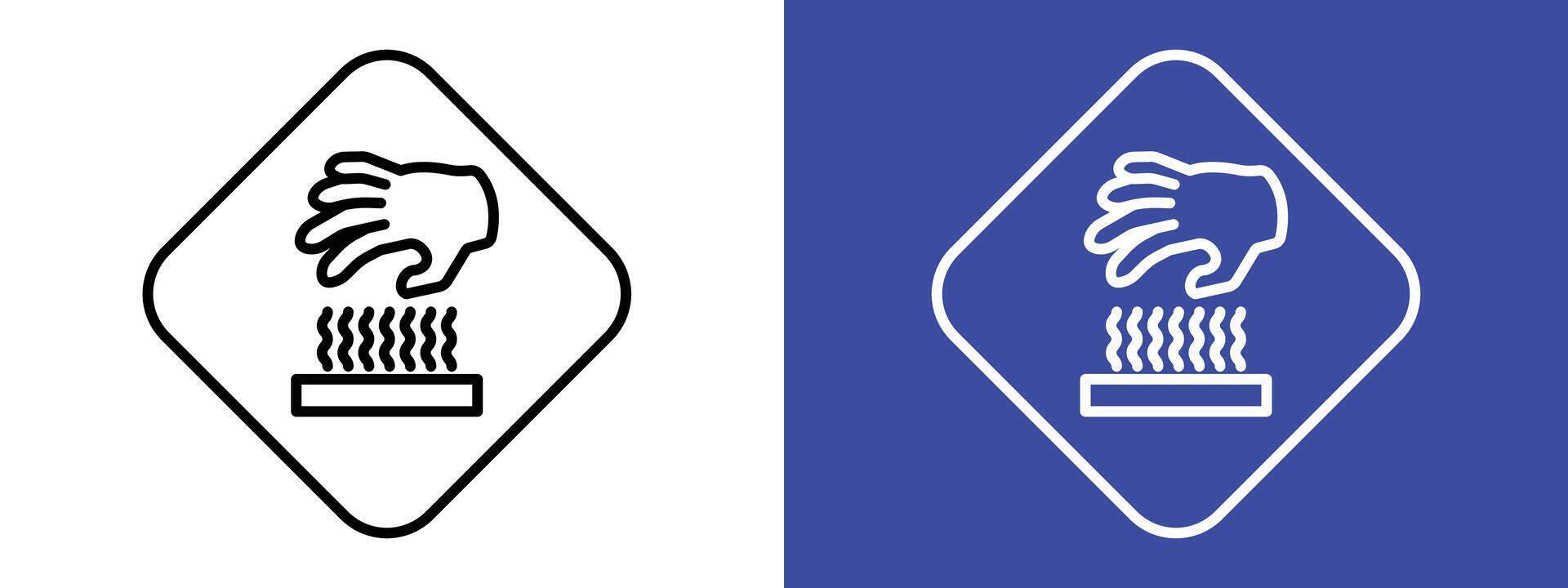 Hot surface caution sign indicating risk of burn injuries vector