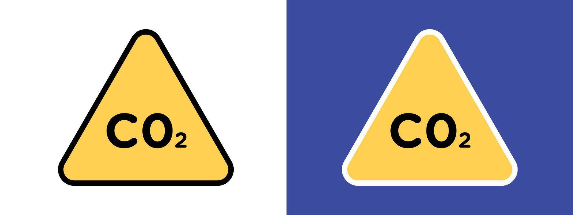 Hazard warning for CO2 emissions indicating potential carbon dioxide danger vector
