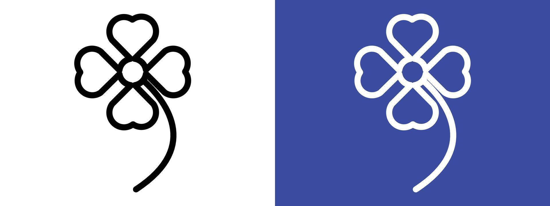 Four leaf clover icon logo set vector