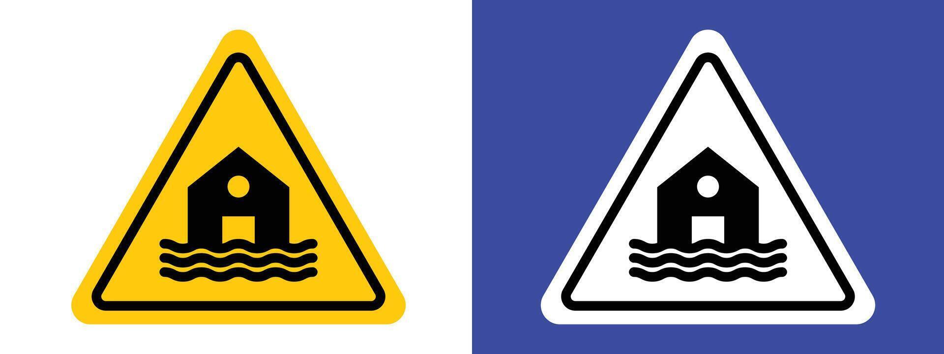 Flood Warning Disaster Sign Promote Safety in Flood Risk Areas vector