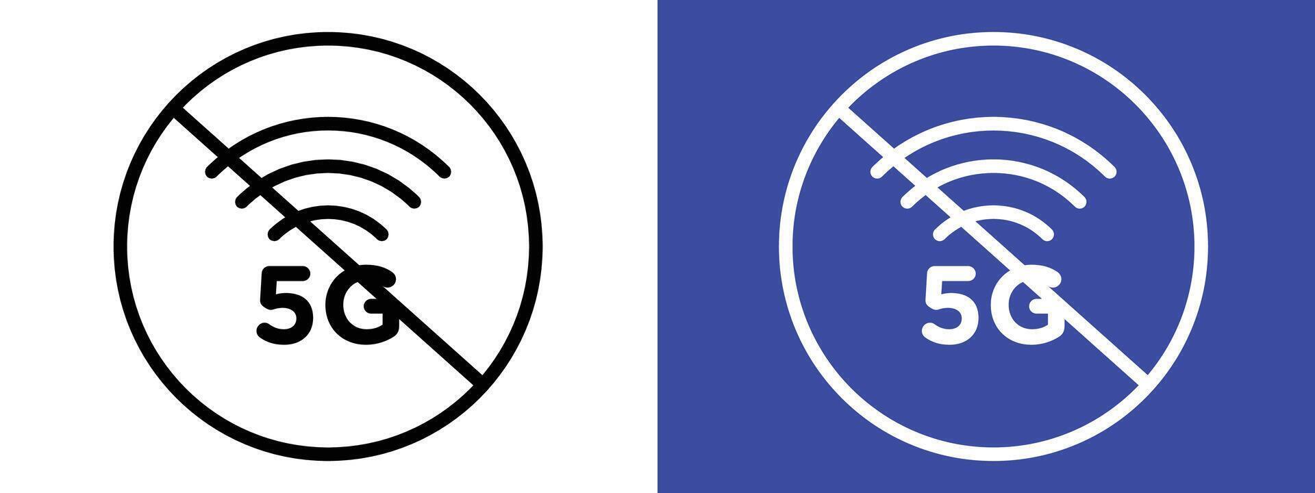 No 5G signal allowed sign indicating restriction on 5G network usage vector