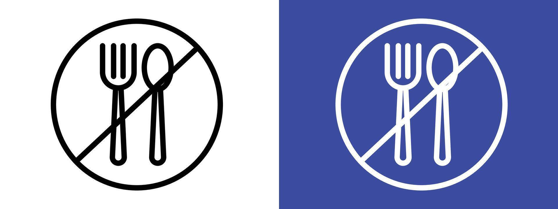 The no eating sign prevents food consumption, featuring a prohibition symbol, icon, and warning label for restricted meal areas. vector
