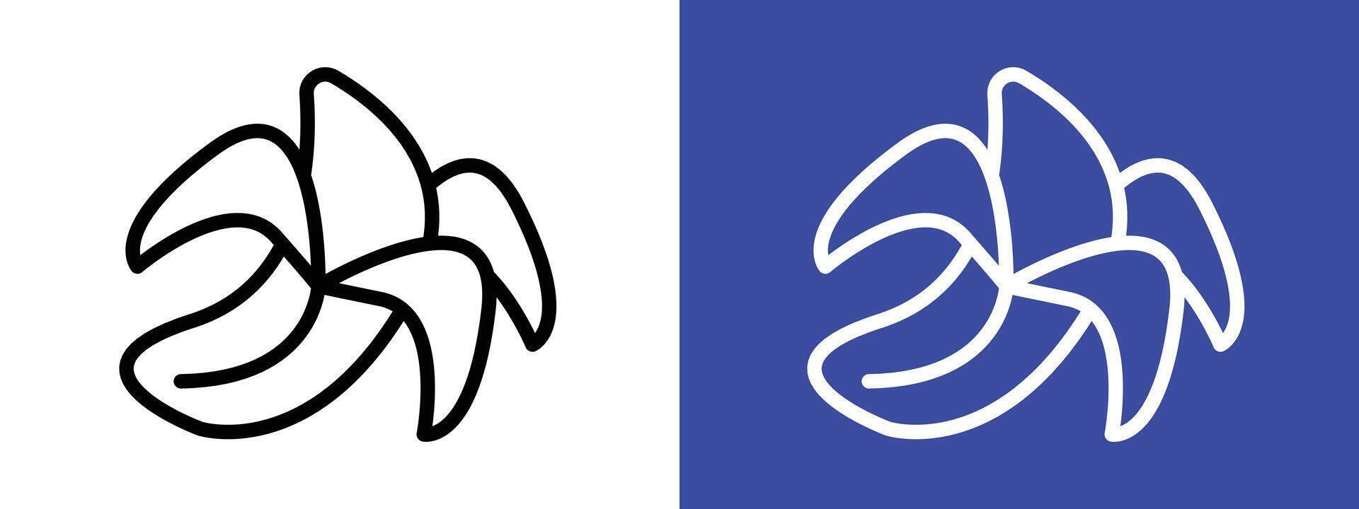 Peeled banana icon logo set vector