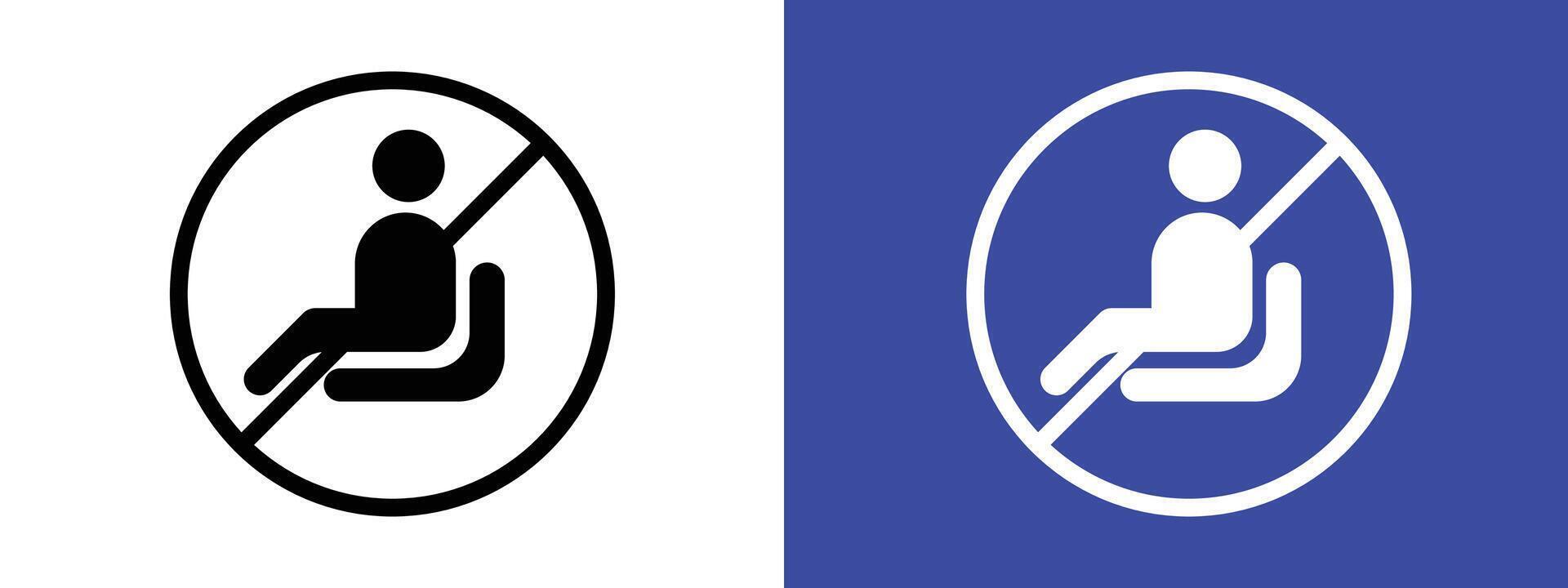 Standing area notice prohibiting sitting in designated zones vector