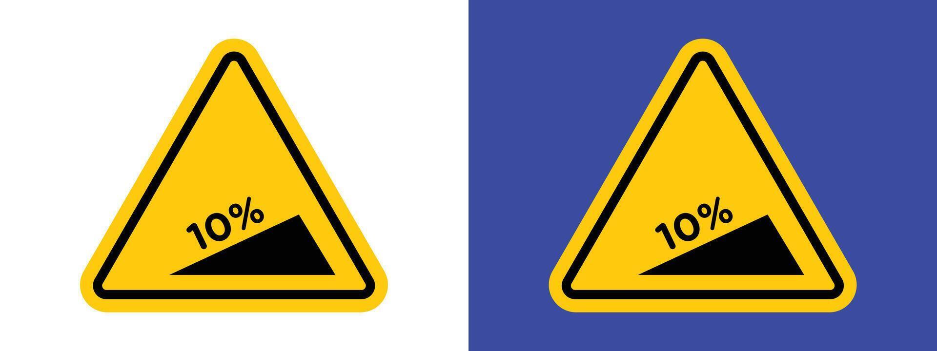 Warning about steep slope ahead indicating sharp incline on the path vector