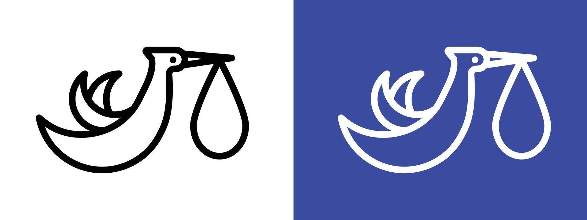 Stork with baby icon logo set vector