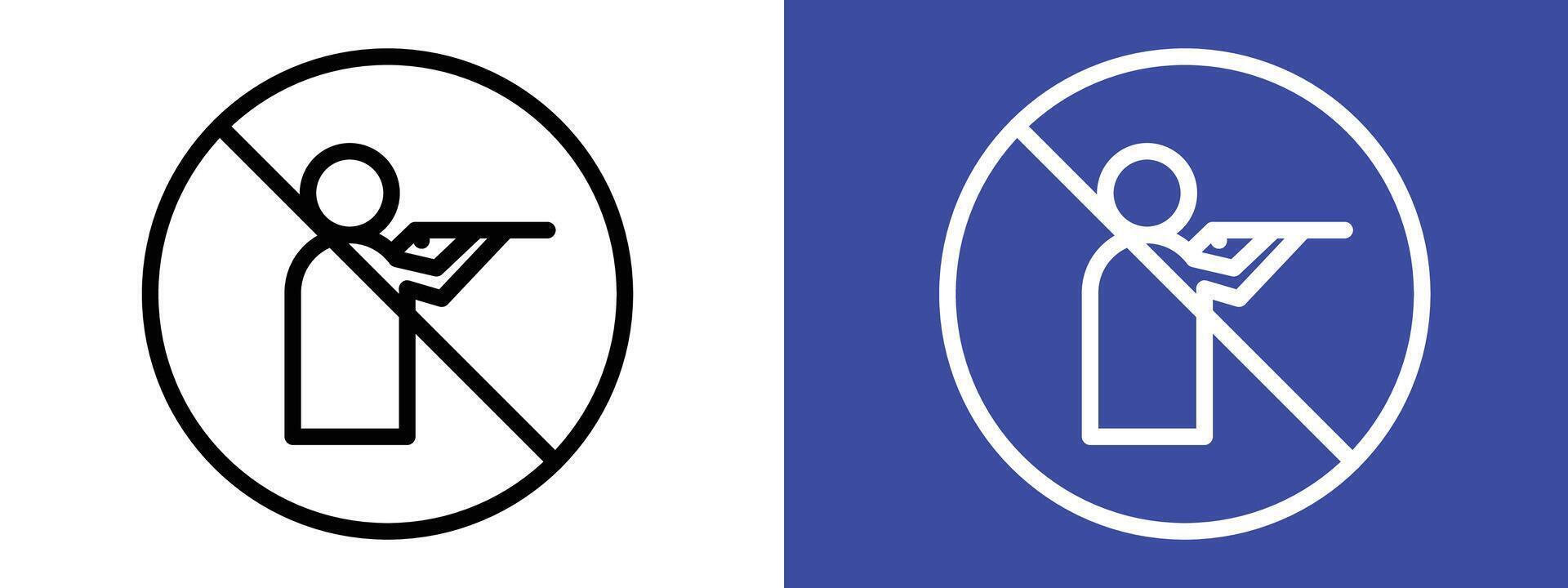 The stop hunting sign forbids hunting, featuring a prohibition symbol, safety warning, and icon for animal protection. vector