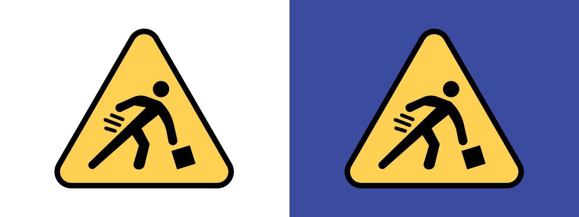 Heavy object handling alert advising on proper lifting techniques to avoid injury vector