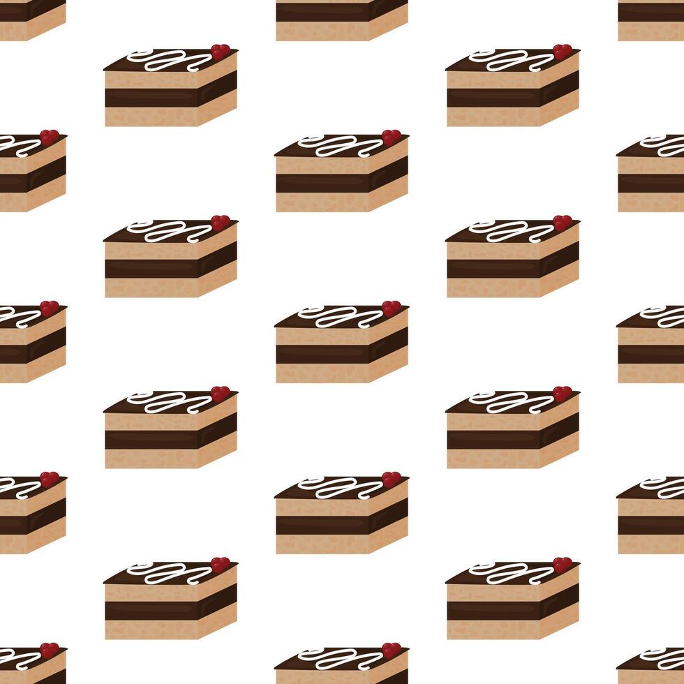 Chocolate cake with butter cream. Seamless pattern. illustration. vector