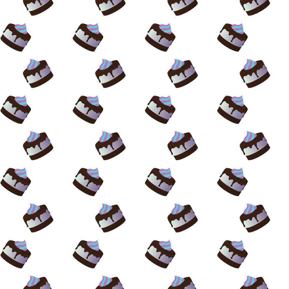 Chocolate cake with butter cream. Seamless pattern. illustration. vector