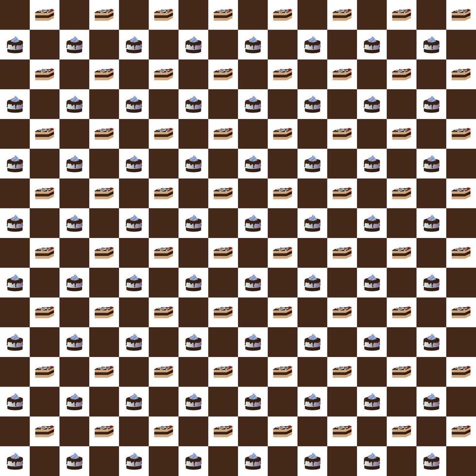 Chocolate cake with butter cream. Seamless pattern. illustration. vector