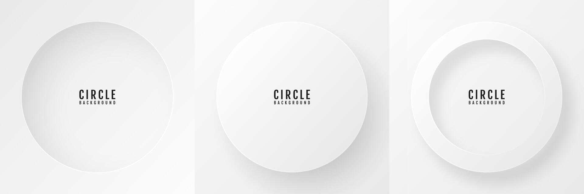 3D white circles frames background set. Geometric shapes on bright space. Soft colors decoration. Modern graphic design element with cutout style concept for web, poster, flyer, card or brochure cover vector